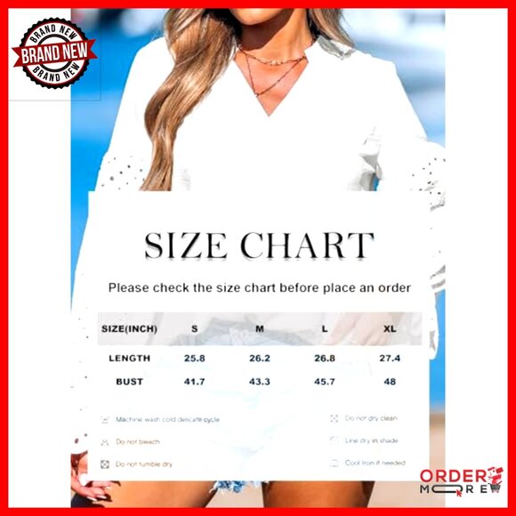 Long Sleeve Lace V-Neck Blouse, Loose Fit Button Down Shirt, Casual Dressy - Picture 5 of 7